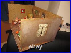 Old school dollhouse cardboard classroom with 7 dolls + teacher 41x33x22