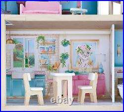 Olivia's Little World Dreamland Mansion Wooden Dolls House 3-Floors Pink White