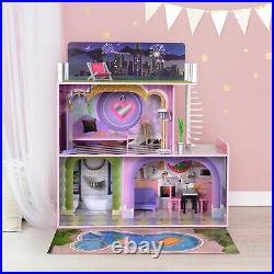 Olivia's Little World Kids Wooden Doll House 3 Floors & 16 Accessories TD-13616A