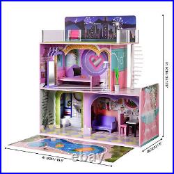 Olivia's Little World Kids Wooden Doll House 3 Floors & 16 Accessories TD-13616A