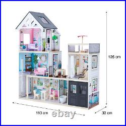 Olivia's Little World Kids Wooden Doll House 3 Floors & 18 Accessories, Gift