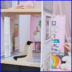 Olivia's Little World Kids Wooden Doll House 3 Floors & 18 Accessories, Gift