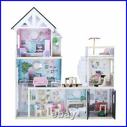Olivia's Little World Kids Wooden Doll House 3 Floors & 18 Accessories TD-13500C