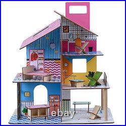Olivia's Little World Kids Wooden Dollhouse 3.5 Dolls 12 Accessories TD-13260C