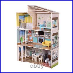 Olivia's Little World Large Kids Wooden Dolls House 3 Floors & 17 Accessories