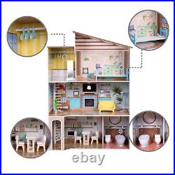 Olivia's Little World Large Kids Wooden Dolls House 3 Floors & 17 Accessories