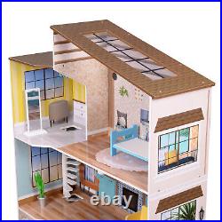 Olivia's Little World Large Kids Wooden Dolls House 3 Floors & 17 Accessories