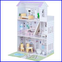 Olivia's Little World Lavender Grand 3-Story Wooden Doll House with Balcony and Olivia's Little World Lavender Grand 3-Story Wooden Doll House with Balcony and