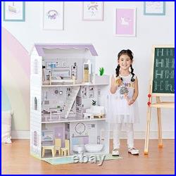 Olivia's Little World Lavender Grand 3-Story Wooden Doll House with Balcony and Olivia's Little World Lavender Grand 3-Story Wooden Doll House with Balcony and