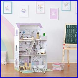 Olivia's Little World Lavender Grand 3-Story Wooden Doll House with Balcony and Olivia's Little World Lavender Grand 3-Story Wooden Doll House with Balcony and