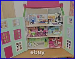 PINTOY complete wooden dolls house furnished decorated bespoke Christmas VGC