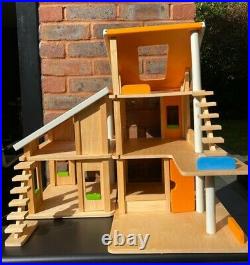 PLAN TOYS Wooden Chalet Doll House 7141 with furniture age 3+years