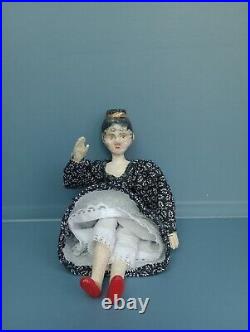 Peg wooden doll Grodnertal doll hand crafted dolls house doll