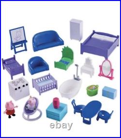 Peppa Pig and Baby Evie Wooden Play House 3 Level 9 Room Set With Accessories