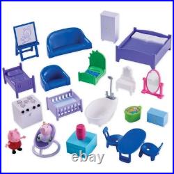 Peppa Pig and Baby Evie Wooden Play House 3 Level 9 Room Set With Accessories