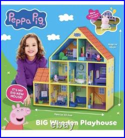 Peppa Pig and Baby Evie Wooden Play House 3 Level 9 Room Set With Accessories