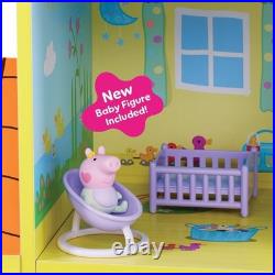 Peppa Pig and Baby Evie Wooden Play House 3 Level 9 Room Set With Accessories