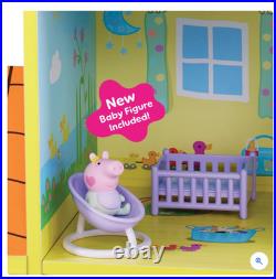 Peppa Pig and Baby Evie Wooden Play House Christmas Gift Doll Home Playset Toys