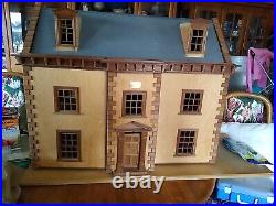 Perfect Project Large Georgian Wooden Dollhouse Built But Not Finished Inside