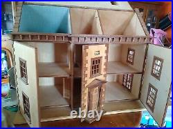 Perfect Project Large Georgian Wooden Dollhouse Built But Not Finished Inside