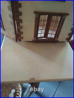 Perfect Project Large Georgian Wooden Dollhouse Built But Not Finished Inside