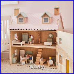 Personalised Ultimate Colourful Wooden Beige Doll's House Gift for Girls