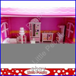 Pink Daisy Wooden 112th Scale Kids Girls Play Dolls House With Furniture
