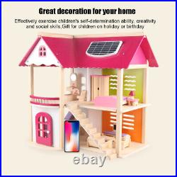 (Pink Princess Doll House)DIY Dollhouse Model Exquisite Wooden Dollhouse Toy