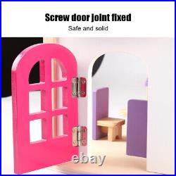 (Pink) Wooden DIY Doll House Mini 3D Wooden House Room Craft Mini Villa