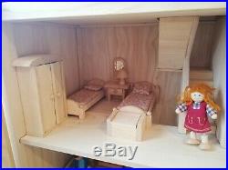 Plan Toys Wooden 4 Storey Georgian Townhouse Dolls House with Furniture & Family