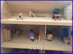 Plan Toys Wooden Dolls House (Victorian) with dolls and furniture