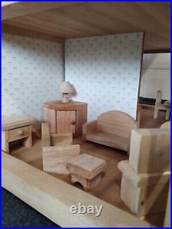 Plan Toys Wooden play house with furniture and characters