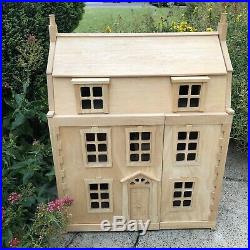 Plan toys Large Wooden Georgian Dolls House and loft Extension VGUC