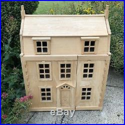 Plan toys Large Wooden Georgian Dolls House and loft Extension VGUC
