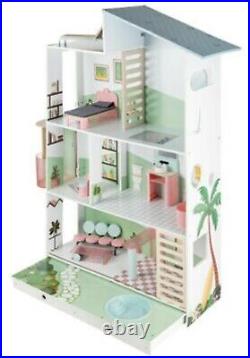Playtive Premium Wooden Dolls House 130CM Tall 3 Floors +15 Piece Furniture Set