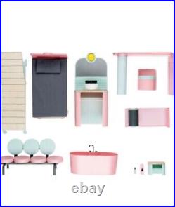 Playtive Wooden Premium Dolls House With 15 Pieces of Furniture 3 Floors 108cm