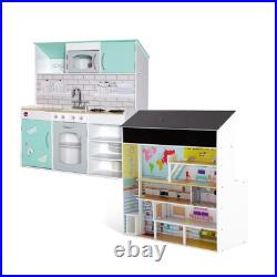 Plum Play Unisex Peppermint Townhouse 2 In 1 Wooden Kitchen And Dolls House Plum Play Unisex Peppermint Townhouse 2 In 1 Wooden Kitchen And Dolls House
