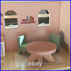 Portable Dolls House Wooden With Miniature Furniture And Dolls Kids Toys GIFT UK