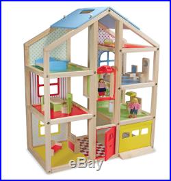 Premium Wooden Dollhouse With 3 Play People & 15 Pcs Of Furniture Melissa & Doug