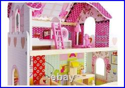 Puppenhaaus Barbie House Wood With LED Lighting New