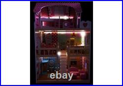 Puppenhaaus Barbie House Wood With LED Lighting New