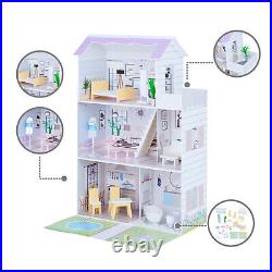 Purple Wooden Doll House 73.5x29.5x111.5cm Kids Toy House
