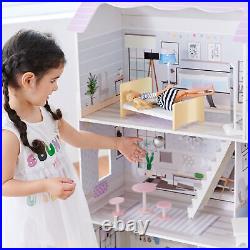 Purple Wooden Doll House 73.5x29.5x111.5cm Kids Toy House