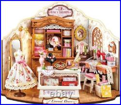 ROBOTIME DIY Miniature Dolls House Kit Elsa's Tailoring, Wooden Building Kits w