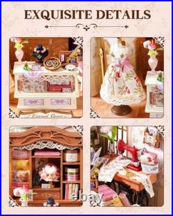 ROBOTIME DIY Miniature Dolls House Kit Elsa's Tailoring, Wooden Building Kits w