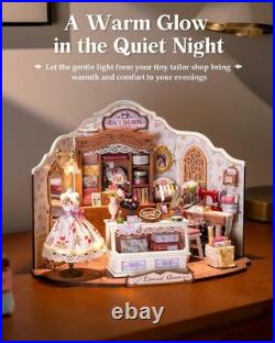 ROBOTIME DIY Miniature Dolls House Kit Elsa's Tailoring, Wooden Building Kits w