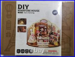 ROBOTIME DIY Miniature Dolls House Kit Elsa's Tailoring, Wooden Building Kits w