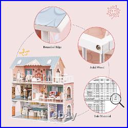 ROBOTIME Doll House Wooden Dollhouse for Kids 3 4 5 6 Years Old, Dreamhouse With28