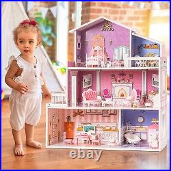 ROBUD 16 3D Wooden Dollhouse Playset Pretend Play Preschool Toys Kids Xmas Gift