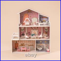 ROBUD 16 3D Wooden Dollhouse Playset Pretend Play Preschool Toys Kids Xmas Gift